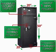 T873 Tall Depository Drop Safe with Electronic Keypad, Multi-User Support and Internal Lock Box